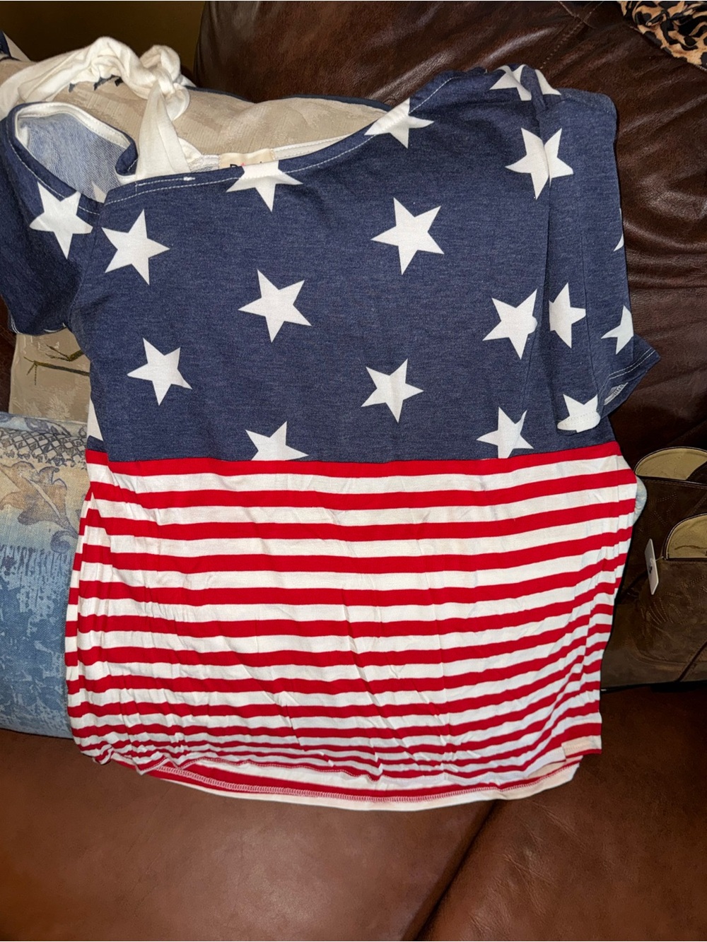 BiBi Navy, Red & White Star Stripe Short Sleeve Tee
